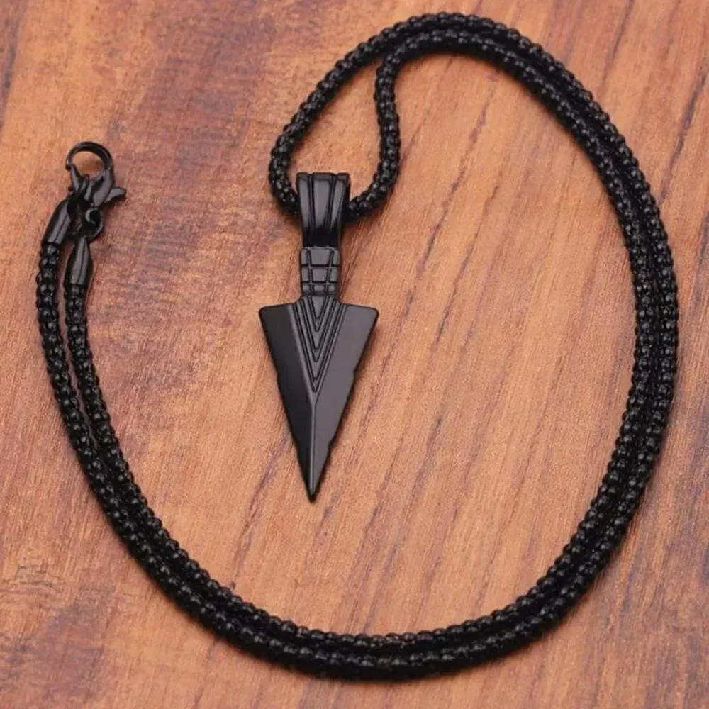 Arrow charm and necklace black zinc allow men’s